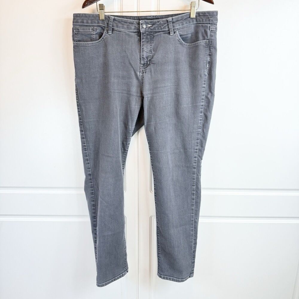 Prana Jeans Gray Organic Cotton Blend Denim Womens Size 18W Straight Leg